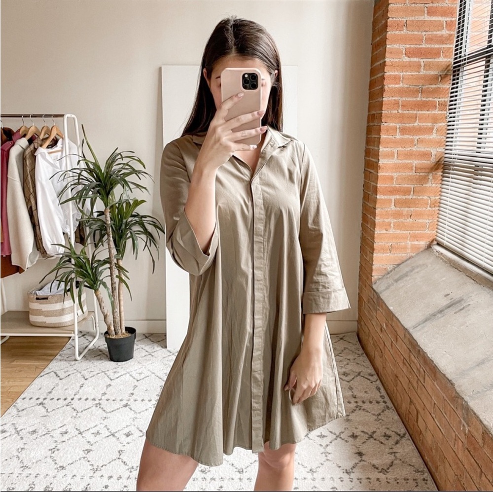 Tuckernuck Charlie Stand Collar Relaxed Button Down Relaxed Dress Sage XS - Picture 1 of 11